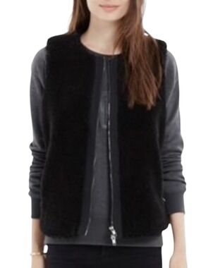 MADEWELL Faux Sherpa Zip Vest in Classic Black Size Medium — Closet Staple!!!
